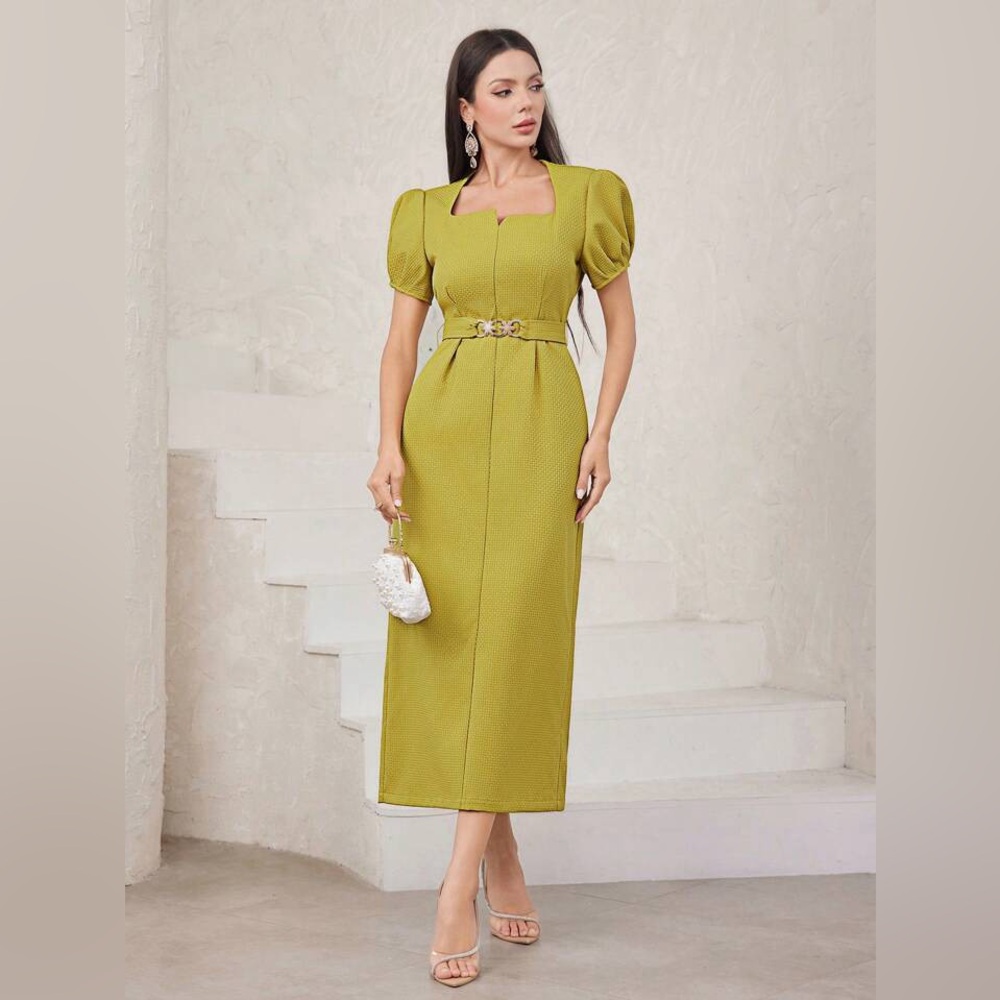 Puff sleeve Midi Dress